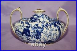 Royal Crown Derby BLUE MIKADO 3 Piece Set Teapot Covered Sugar And Creamer