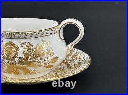 Royal Crown Derby BROCADE Gold Bone China Gravy Sauce Boat & Underplate