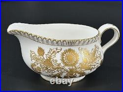 Royal Crown Derby BROCADE Gold Bone China Gravy Sauce Boat & Underplate