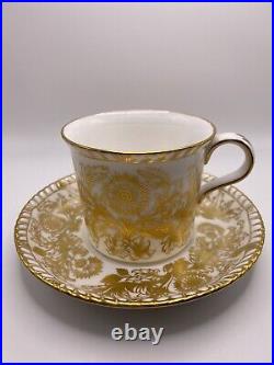 Royal Crown Derby BROCADE Set of 6 Gold Gilt Tea Cups & Saucers GORGEOUSRARE