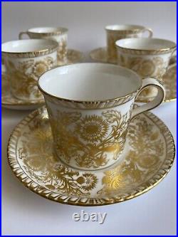 Royal Crown Derby BROCADE Set of 6 Gold Gilt Tea Cups & Saucers GORGEOUSRARE