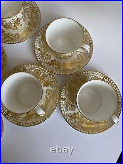 Royal Crown Derby BROCADE Set of 6 Gold Gilt Tea Cups & Saucers GORGEOUSRARE