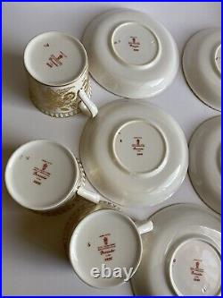 Royal Crown Derby BROCADE Set of 6 Gold Gilt Tea Cups & Saucers GORGEOUSRARE