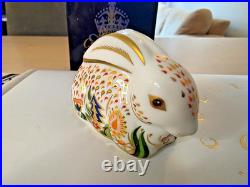 Royal Crown Derby'Baby Rowsley Rabbit' Paperweight Gold Stopper, Boxed, Certif