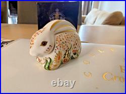 Royal Crown Derby'Baby Rowsley Rabbit' Paperweight Gold Stopper, Boxed, Certif