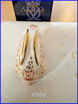 Royal Crown Derby'Baby Rowsley Rabbit' Paperweight Gold Stopper, Boxed, Certif