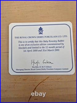 Royal Crown Derby'Baby Rowsley Rabbit' Paperweight Gold Stopper, Boxed, Certif