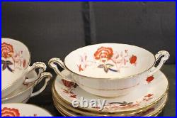 Royal Crown Derby Bali 4 Soup Cream Cups 4 7/8 And 4 Saucers