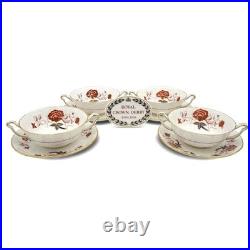 Royal Crown Derby Bali Cream Soup Bowls & Saucers, Set of 4