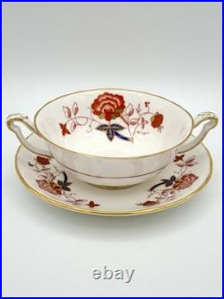 Royal Crown Derby Bali Cream Soup Bowls & Saucers, Set of 4