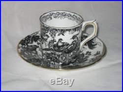 Royal Crown Derby Black Aves A1310 Pattern 6 x demitasse coffee cups & saucers