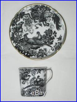 Royal Crown Derby Black Aves A1310 Pattern 6 x demitasse coffee cups & saucers