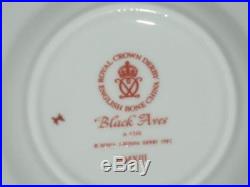 Royal Crown Derby Black Aves A1310 Pattern 6 x demitasse coffee cups & saucers