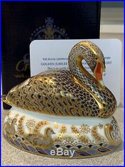 Royal Crown Derby Black Swan Limited Edition Paperweight Gold Stopper Box & Cert