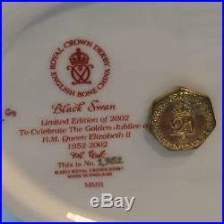Royal Crown Derby Black Swan Paperweight Gold Stopper Ltd Ed 1952 E4212