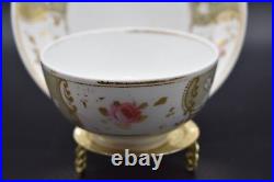 Royal Crown Derby Bloor Factory Pink Roses Grey & Gold 1830's Tea Cup & Saucer