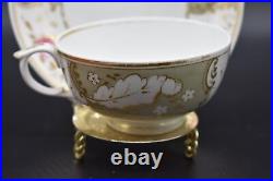 Royal Crown Derby Bloor Factory Pink Roses Grey & Gold 1830's Tea Cup & Saucer