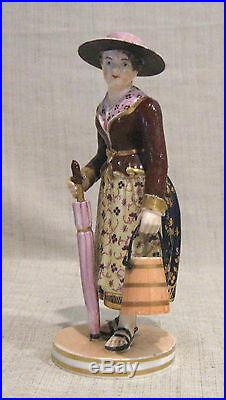 Royal Crown Derby Bloor Figurine with Umbrella and Bucket Early 19th Century