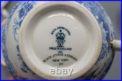 Royal Crown Derby Blue Aves Footed Cup & Saucers Set of 5 FREE USA SHIPPING