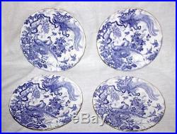 Royal Crown Derby Blue Aves Pattern Group of Four Vintage Dinner Plates 10 1/4