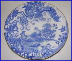 Royal Crown Derby Blue Aves Salad Plate Blue Flowers & Birds On White, Gold Trim