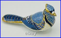 Royal Crown Derby Blue Jay Paperweight Figurine Silver Stopper England