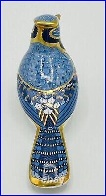 Royal Crown Derby Blue Jay Paperweight Figurine Silver Stopper England