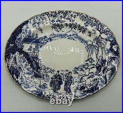 Royal Crown Derby Blue Mikado 15 Oval Serving Platter England Excellent