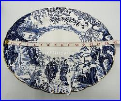 Royal Crown Derby Blue Mikado 15 Oval Serving Platter England Excellent