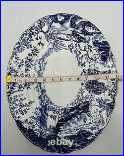 Royal Crown Derby Blue Mikado 15 Oval Serving Platter England Excellent