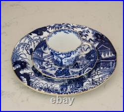 Royal Crown Derby Blue Mikado 3-Piece Tea Trio Cup Saucer Dinner Plate England