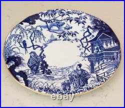 Royal Crown Derby Blue Mikado 3-Piece Tea Trio Cup Saucer Dinner Plate England