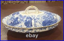 Royal Crown Derby Blue Mikado Covered Vegetable Serving Dish