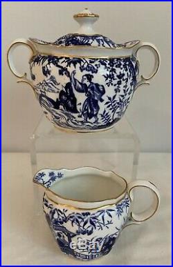 Royal Crown Derby Blue Mikado Creamer And Covered Sugar Bowl- Date Code 1924