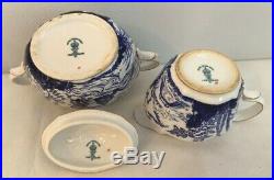 Royal Crown Derby Blue Mikado Creamer And Covered Sugar Bowl- Date Code 1924