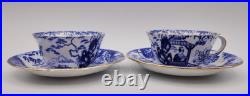 Royal Crown Derby Blue Mikado Flat Cup with Saucer Set of 2