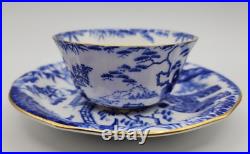 Royal Crown Derby Blue Mikado Flat Cup with Saucer Set of 2