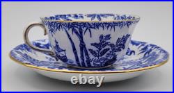 Royal Crown Derby Blue Mikado Flat Cup with Saucer Set of 2