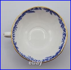 Royal Crown Derby Blue Mikado Flat Cup with Saucer Set of 2