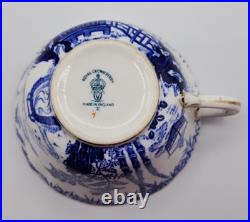 Royal Crown Derby Blue Mikado Flat Cup with Saucer Set of 2