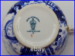 Royal Crown Derby Blue Mikado Flat Cup with Saucer Set of 2