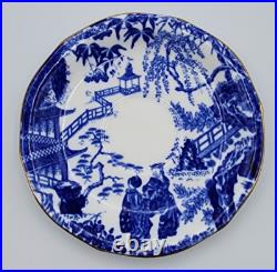 Royal Crown Derby Blue Mikado Flat Cup with Saucer Set of 2