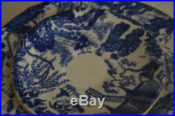 Royal Crown Derby Blue Mikado Flat Demitasse Cups With Saucers, Salad Plates