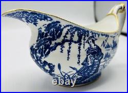 Royal Crown Derby Blue Mikado Gravy Boat and Underplate Bone China Excellent