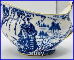 Royal Crown Derby Blue Mikado Gravy Boat and Underplate Bone China Excellent