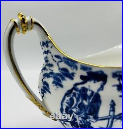 Royal Crown Derby Blue Mikado Gravy Boat and Underplate Bone China Excellent