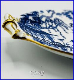 Royal Crown Derby Blue Mikado Gravy Boat and Underplate Bone China Excellent