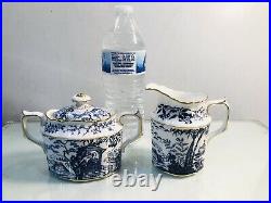 Royal Crown Derby Blue Mikado Lidded Coffee Tea Pot Creamer Sugar 7 Piece Set