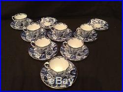 Royal Crown Derby Blue Mikado Set Of 7 Cups And 9 Saucers