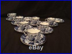 Royal Crown Derby Blue Mikado Set Of 7 Cups And 9 Saucers